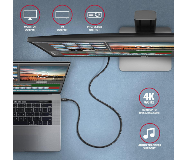 Axagon BUCM32-CM20AB, SPEED+ kabel USB-C - USB-C, 2m, USB 20Gbps - 1353478 - zdjęcie 2